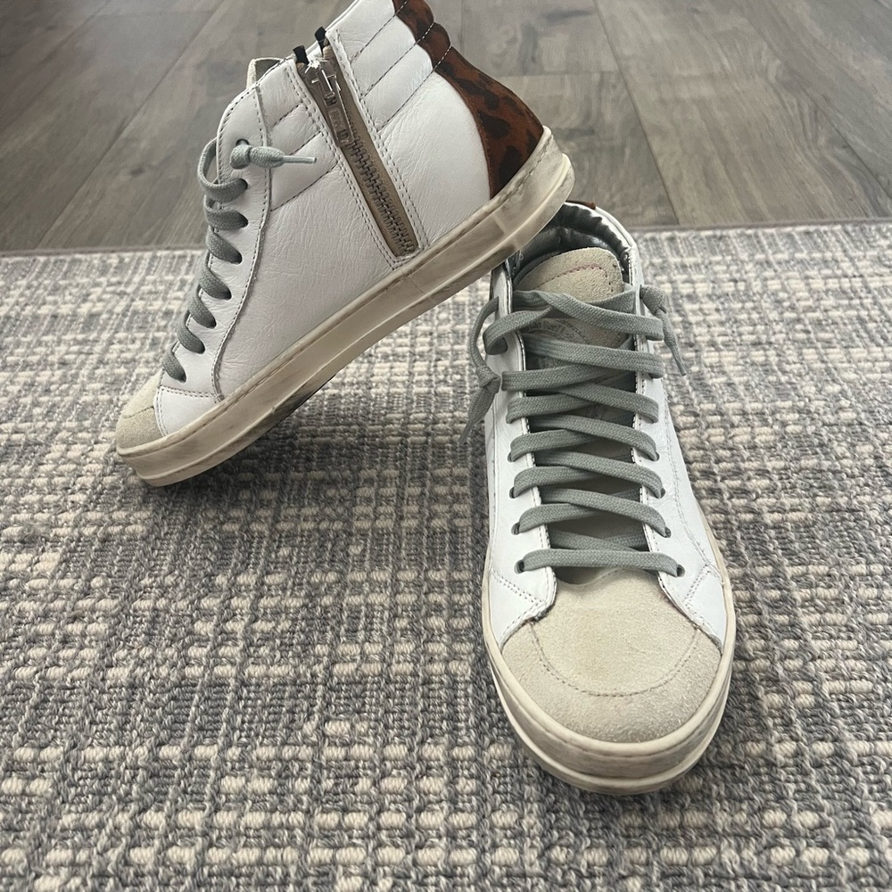 Golden Goose White and Brown Kids High-Top Sneakers